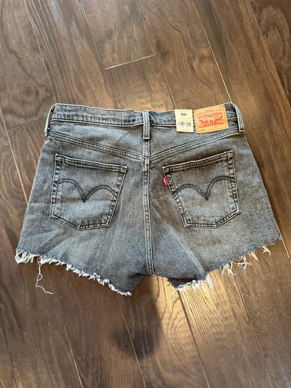 Levi's 501 Cutoff Frayed Hem Denim Shorts — Grey - Picture 4 of 4